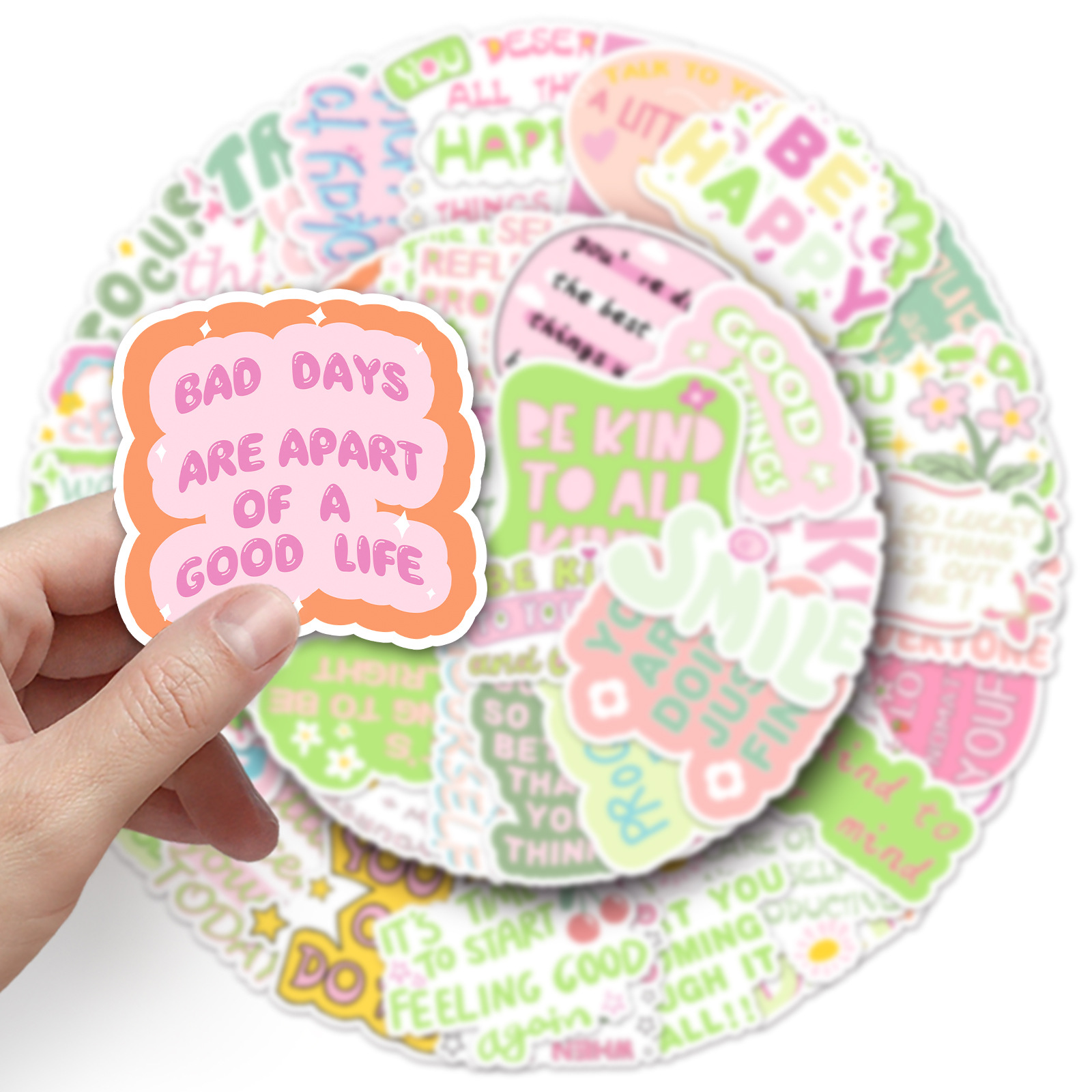 50개의 덴마크 핑크 영감 영어 그래피티 스티커 개인화된 국경 간 작은 신선한 장식 휴대전화 쉘 물컵 스티커