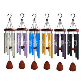 跨境亚马逊爆款6管纪念风铃木质铝管花园庭院居家挂件工艺品