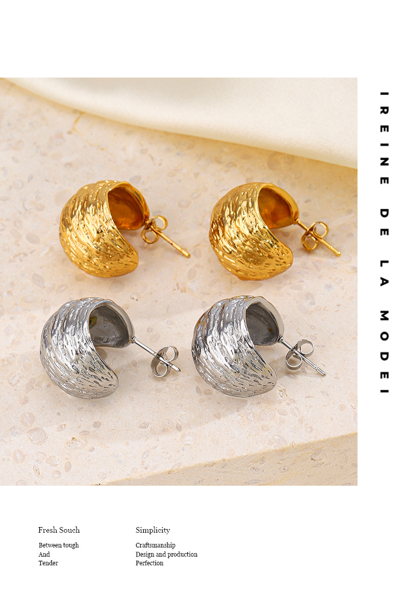 17g Weight PVD Coated Gold Plating Process 304 Stainless Steel Ear Needle Material PVD Coated 18K Gold Plated Geometric 304 Stainless Steel Retro French Style Waterproof Non Tarnish Ear Studs