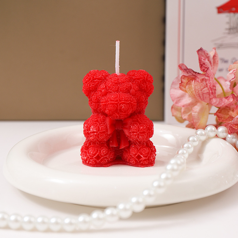 クリエイティブかわいいクマの香りのキャンドル手作り DIY ローズベアキャンドルカップル記念日ギフトお土産ギフト|undefined