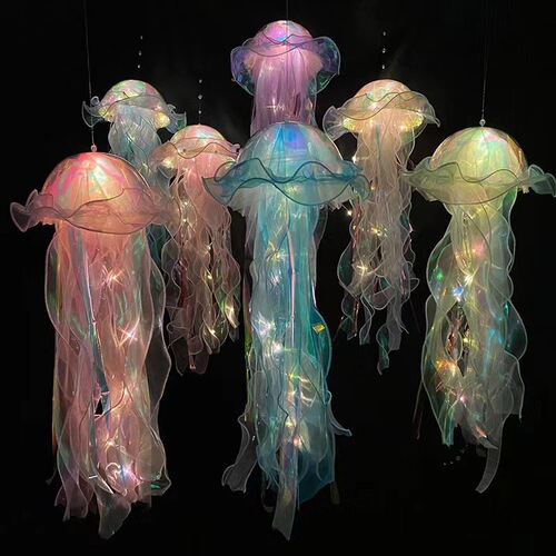 Jellyfish lamp handmade creative jellyfish lamp DIY finished product night market scenic spot children's luminous toys wholesale