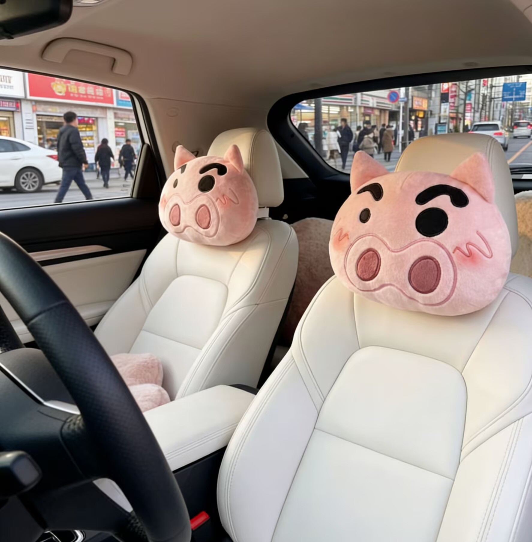 Cartoon New Style Piggy Doll Car Headrest Interior Decoration Neck Pillow Sunny Day Piggy Headrest Interior Decoration Sunny Day Piggy