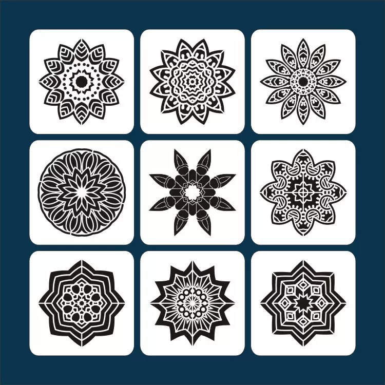 跨境亚马逊曼陀罗绘画模板DIY喷绘Mandala镂空模型