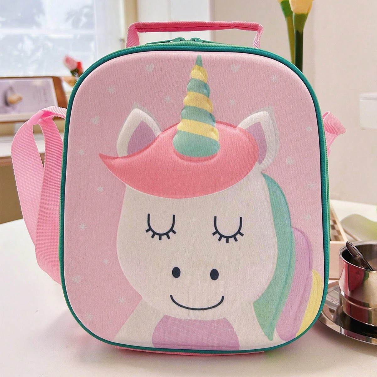 Nuevo paquete de aislamiento de dibujos animados 3D transfronterizos bolsas de bento portátiles para niños bolsas de hielo plegables bolsas de aislamiento de dibujos animados estudiantes caja de almuerzo