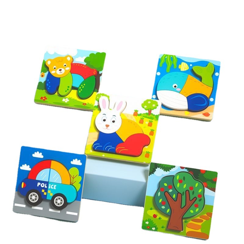 Rompecabezas tridimensional de madera para niños de 3 a 6 años de edad 1 niño 2 niña educación temprana inteligencia rompecabezas bebé bloques de construcción juguete