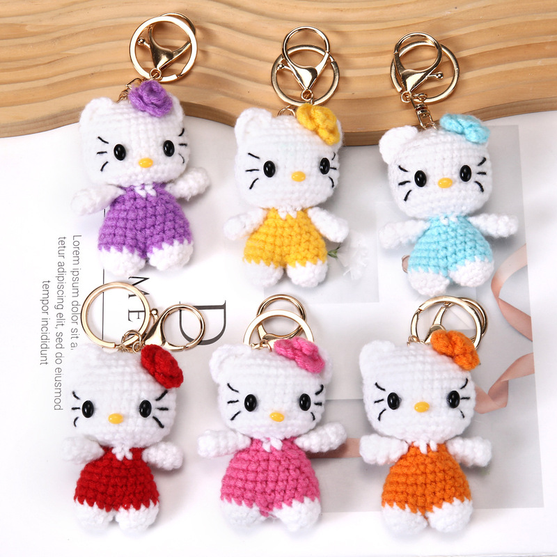 Woolen Hand-Knitted Hellokitty Pendant Mobile Phone Case Keychain Bag Pendant Accessories Gift
