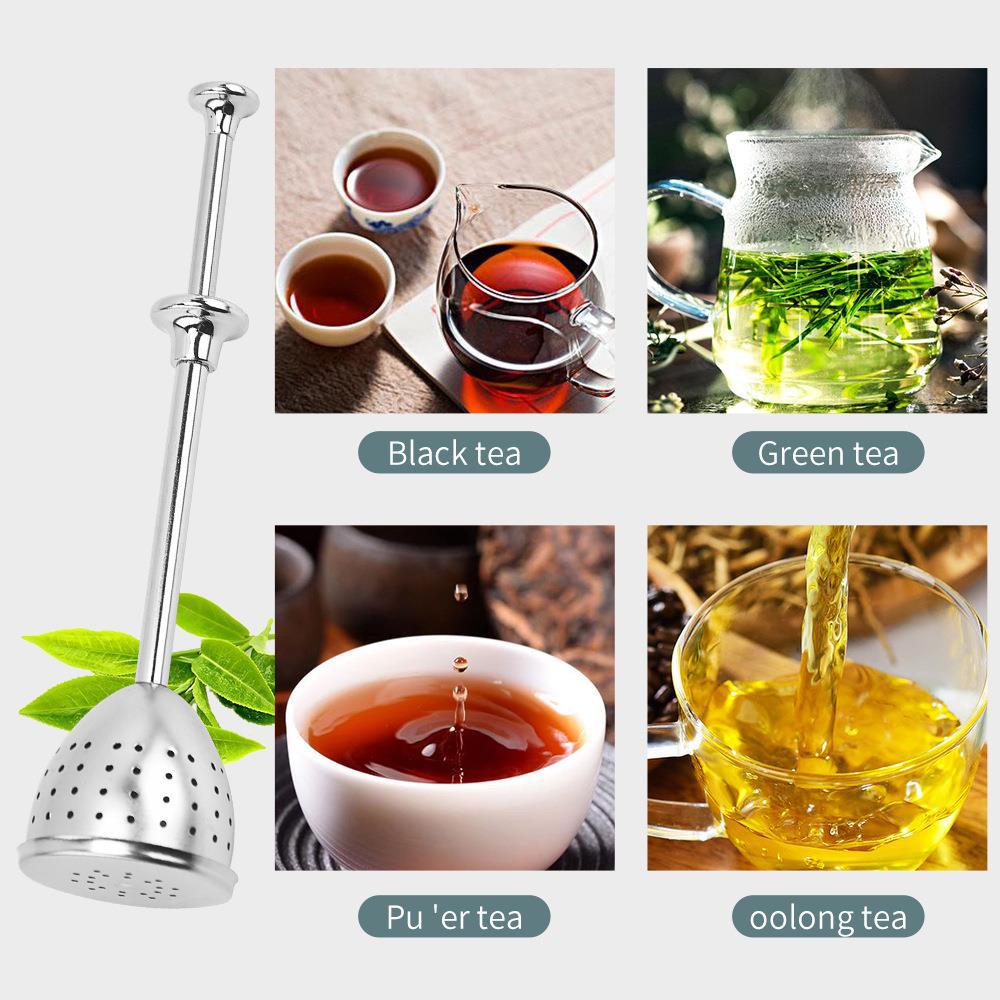 Colador de té telescópico de acero inoxidable en stock para uso doméstico, filtro de té, separador de agua de té, infusor de té, bola de té, colador de té.