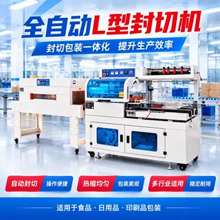 全自动热收缩膜包装机L型鸡蛋餐具覆膜封切机外包装塑封机覆膜机