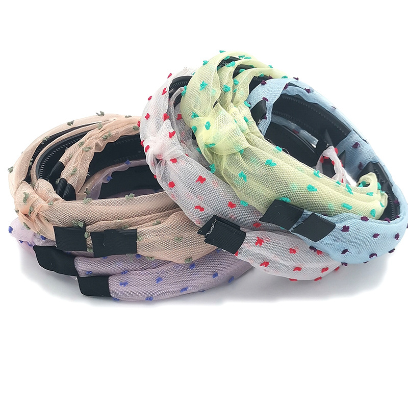 A2445 gasa arco grande cabeza hebilla estilo al azar diadema pelo neto Accesorios para el cabello dos yuanes Tienda 2 yuanes tienda