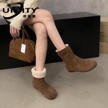 两穿保暖雪地靴女款春夏法式女森系复古毛绒短靴百搭加绒新款棉鞋