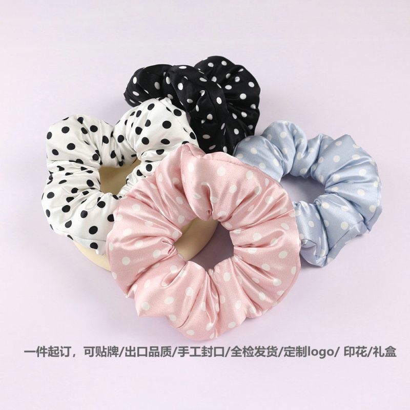 枕头睡眠22姆米真丝发圈波点加棉大肠圈女扎头发韩系桑蚕丝发饰|undefined