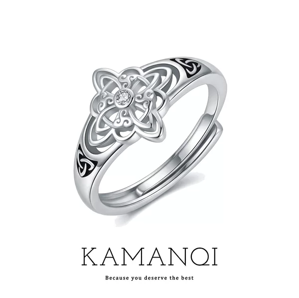 New cross-border Celtic knot hollow open ring for women, vintage distressed fashion ring, niche high-end gift