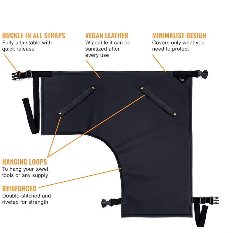 Delantal de PU de Amazon transfronterizo estilo europeo y americano color sólido camarero irregular mono leggings delantal de media longitud al por mayor