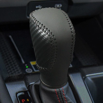 Suitable for HRV gear shift | Sürətlər qutusu və əl tormozu başlıqları - honda-hr-v2023-2025-models-delicate-and-skin-friendly-feel-genuine-leather-black-carbon-black-thread