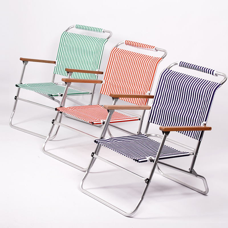Outdoor Camping Folding Chair Portable Ultra-Light British Army Chair Aluminum Alloy Fishing Sketching Leisure Chair Striped Beach Chair