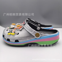 cross飞天女警洞洞鞋夏季女童儿童大童包头拖鞋亲子宝宝成人沙滩