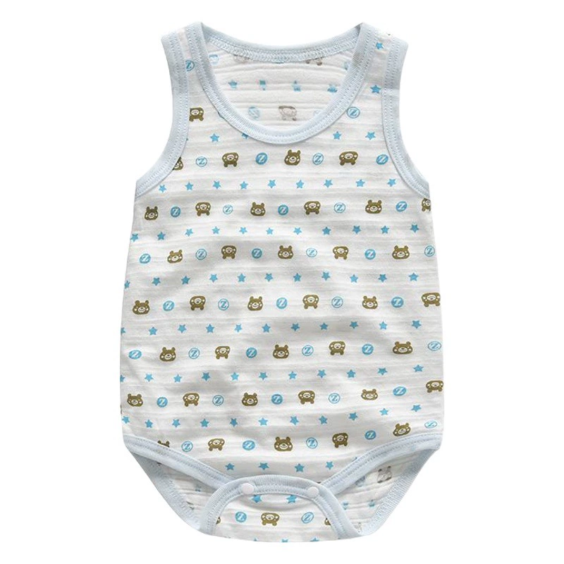 Летняя тонкая хлопковая цельная детская треугольная сумка без рукавов с мультяшным принтом в японском стиле, Толстый Жилет для одежды