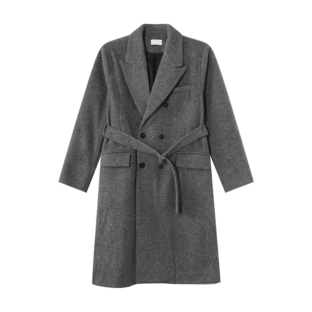 MTLCLOTHES Hombres| Abrigo de lana de estilo medio y largo con solapa inglesa no desmontable.