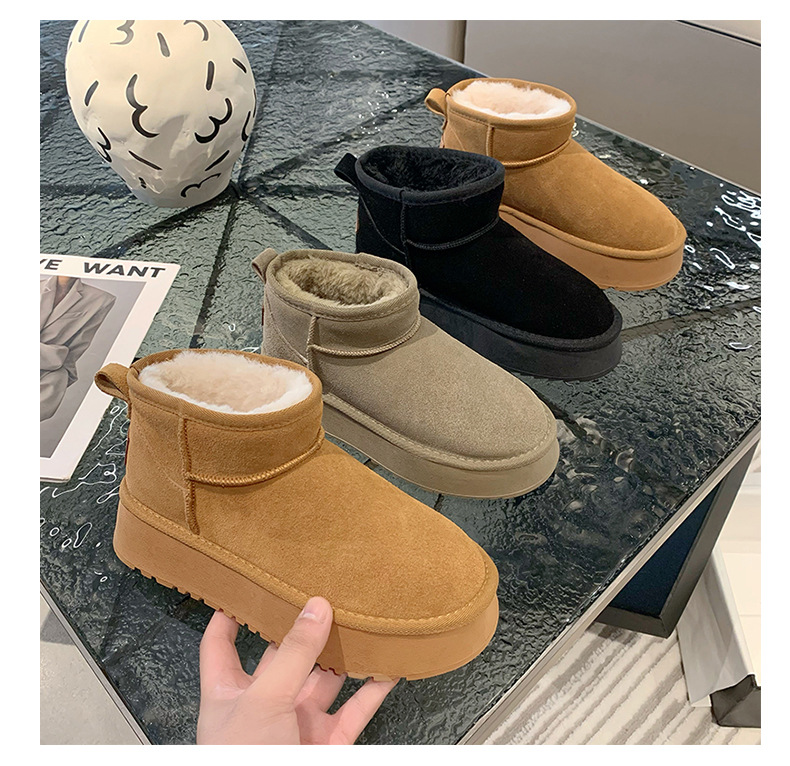 2023 new autumn and winter women's casual thick-soled snow boots plus velvet, thickening and heightening one-leg snow cotton shoes and cotton boots_voghion.com