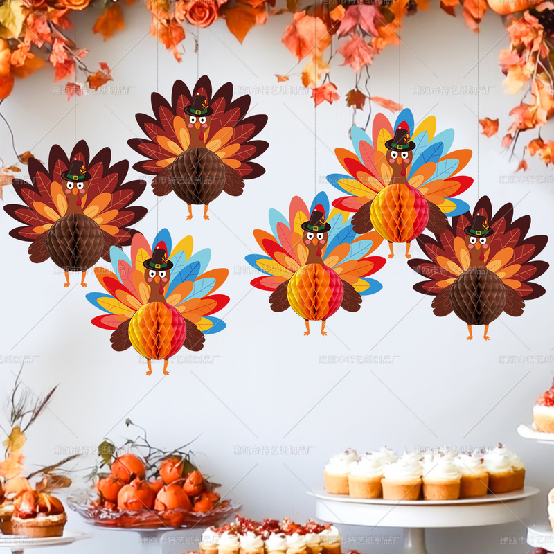 Thanksgiving Turkey Honeycomb Ball Hanging Decoration Autumn Theme Party Table Center Home Room Atmosphere Decoration Thanksgiving Turkey Honeycomb Ball Hanging Decoration Autumn Theme Party Table Center Home Room Atmosphere Decoration
