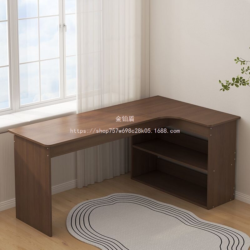 Golden Platinum Shield Solid Wood Computer Desk Bookshelf L Bedside Desk Bookcase Integrated Corner Window Corner Bedroom