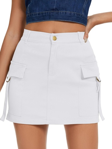 High Waisted Cargo Y2K Bodycon Denim Mini Skirt
