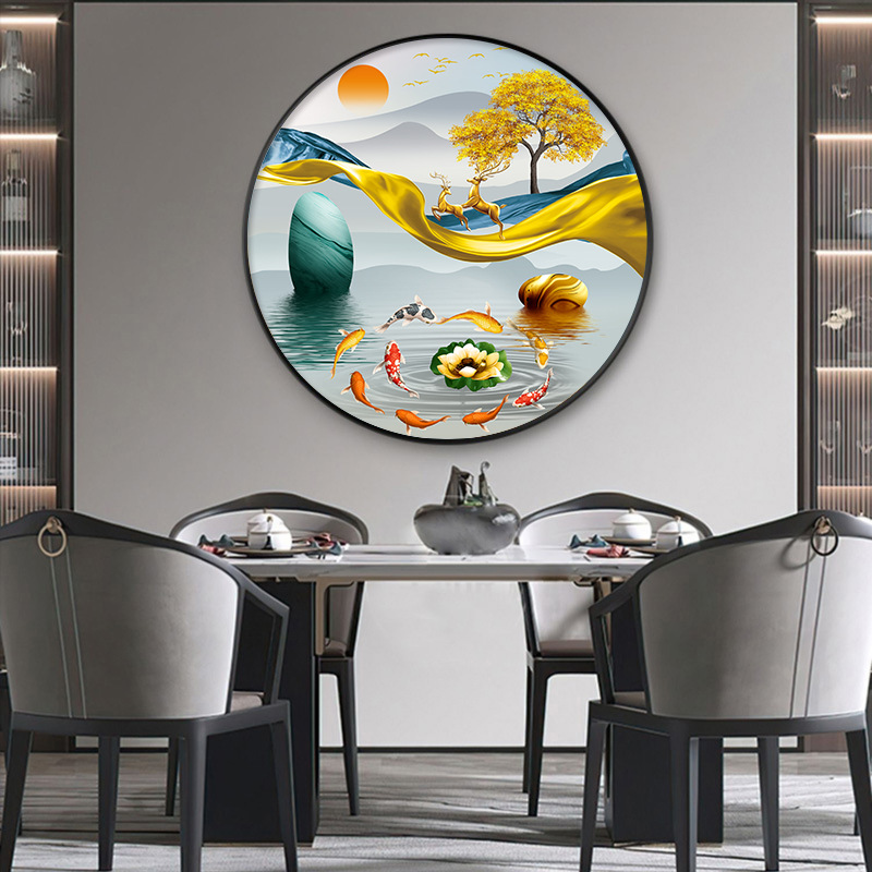 Nueve peces cuadros redondos porche pinturas decorativas lujosas pasillo fantasía pasillo comedor pinturas colgadas fondo de sofá sala de estar