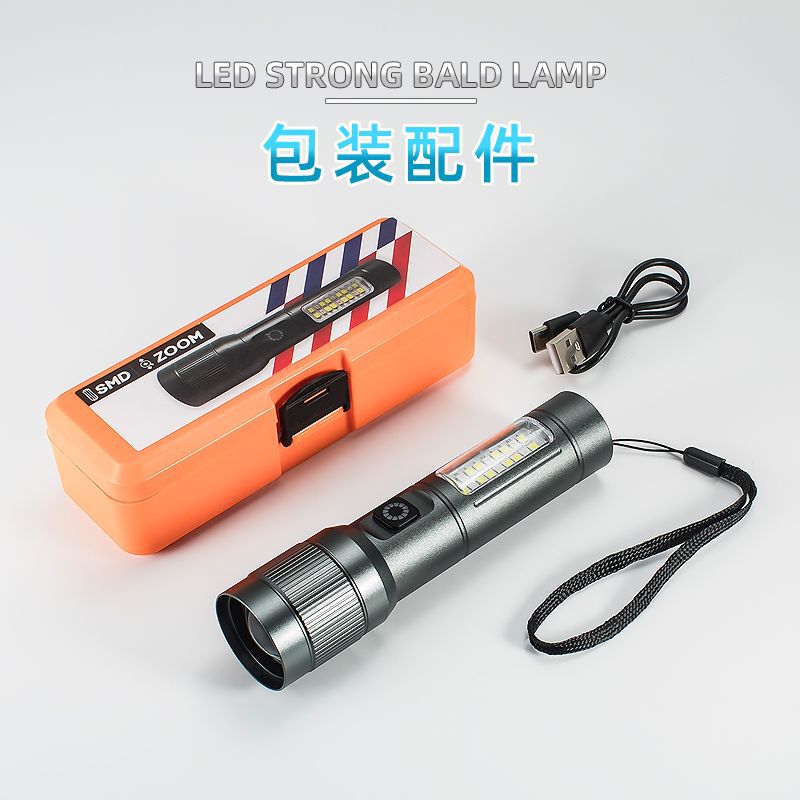 Aluminum Alloy Strong Light Flashlight Rechargeable Long-Range Long-Life Portable Household Mini Cob Side Light Lighting Aluminum Alloy Strong Light Flashlight Rechargeable Long-Range Long-Life Portable Household Mini Cob Side Light Lighting