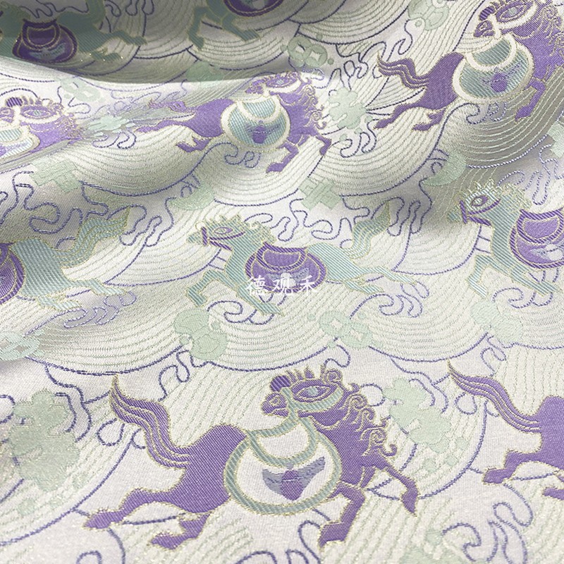 马上有钱紫色织金宋锦布料新中式服装外套马甲手工DIY国风面料