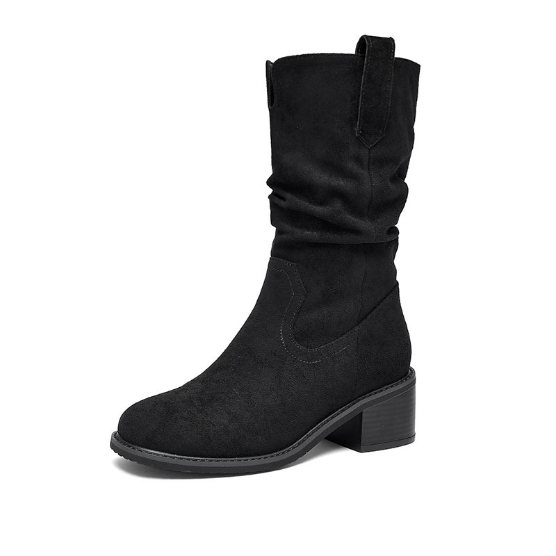 Botas de vaqueros occidentales 2026 nuevo otoño invierno negro montado botas cortas montadas botas de caballo Martin de talón grueso botas