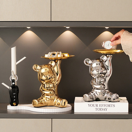 Entrance key storage ornaments storage rack light luxury high-end living room entrance door shoe cabinet violent bear decorations