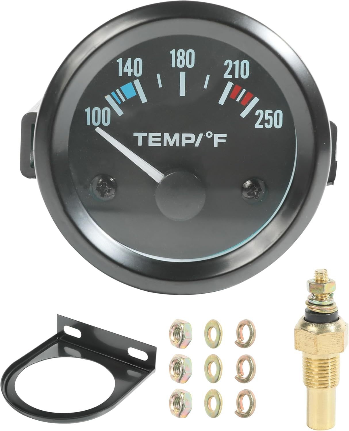 2-inch 52MM 12V black car water temperature gauge modified car instrument Fahrenheit 100-250 with sensor