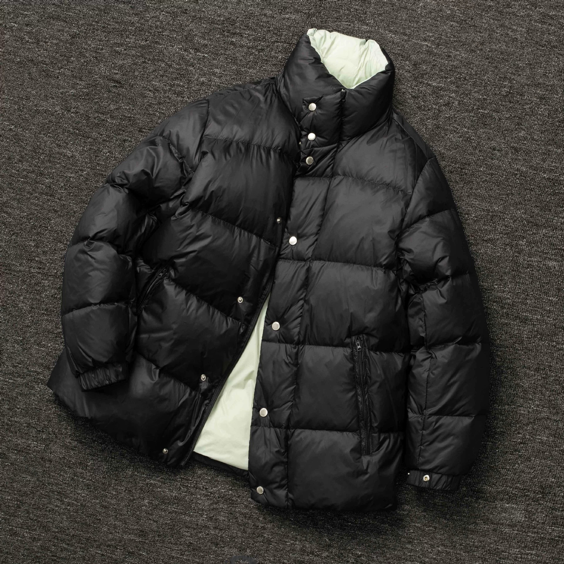Down jacket, design velvet suspenders, increased thickness, duck down