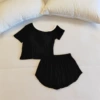 Black breast pads, shorts, with short sleeve