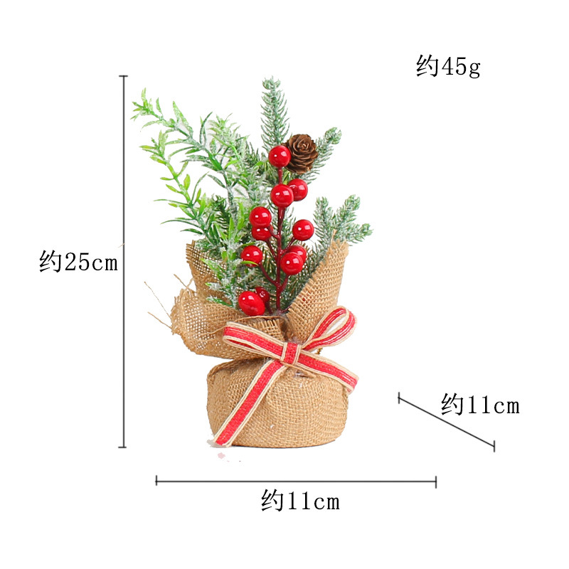 Hong Kong amor mini árbol de Navidad árbol de pino aguja al por mayor árbol de Navidad Lino rojo fruta escritorio árbol de Navidad