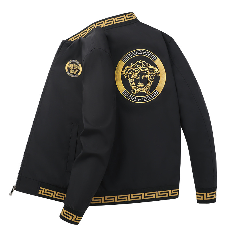 Grupo en vivo compra al por mayor Otoño e Invierno nueva chaqueta de los hombres forrada de lana engrosada 2075 belleza cabeza bordada chaqueta caliente