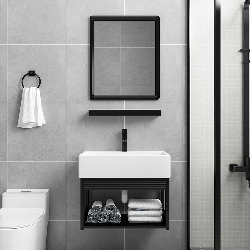 Pequeño apartamento montado en la pared lavabo de cerámica del hogar lavabo gabinete combinación baño balcón lavabo cuenca colgante