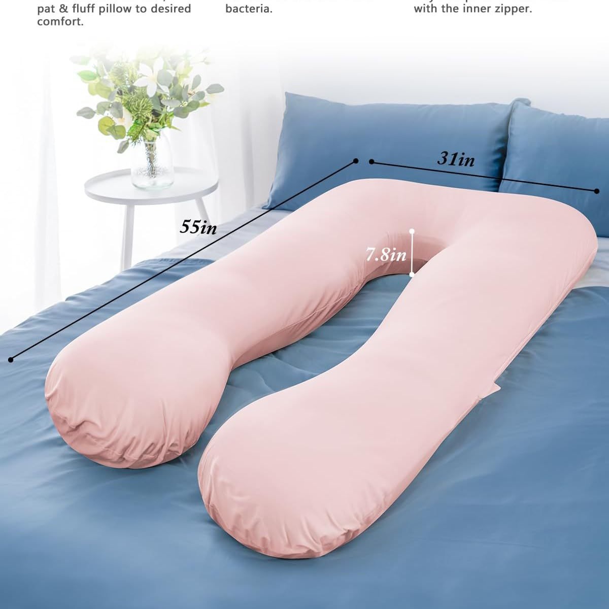 Suministro directo de fábrica en forma de U mujeres embarazadas almohada núcleo lado dormitorio con cremallera desmontable funda de almohada de algodón almohada