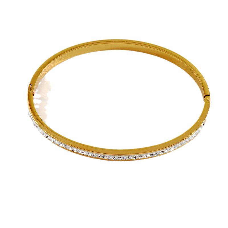 Pulsera de acero de titanio para niñas de alto grado micro Diamante de moda pequeña pulsera de acero inoxidable fresca de una sola fila nicho de diamantes pulsera de todo fósforo