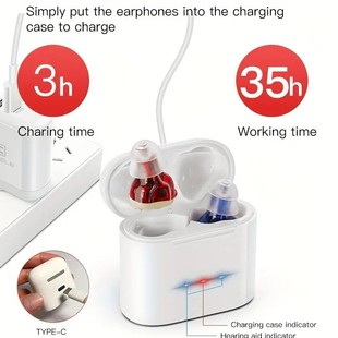 Tws Digital In-Ear Hearing Aid Magnetic Dual Charging Digital Display Charging Elderly Sound Amplifier English Version Wireless