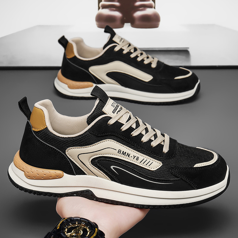 2026 verano nuevos zapatos deportivos de hombre con suela gruesa aumentada, zapatos de malla versátiles, zapatos de correr transpirables, zapatos casuales