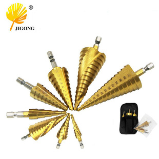 Multi-Specification Bearing Steel Hexagonal Handle Step Drill, High-Speed Steel Pagoda Drill Bit, Wood Plastic Hole Opener, Hole Enlarger Drill