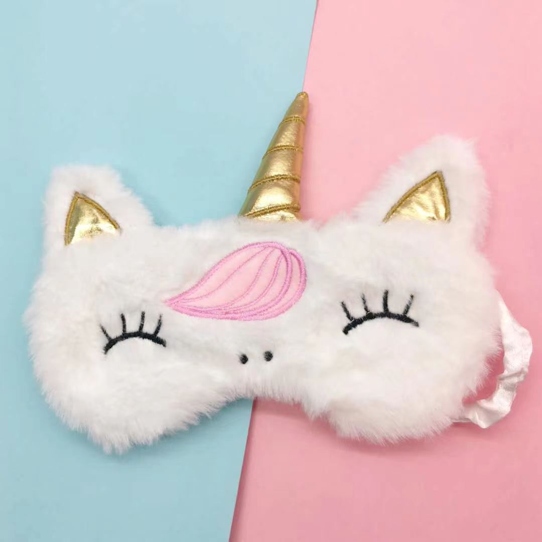 2023 nuevo unicornio lindo chica felpa sombreado máscara de ojos invierno dibujos animados niños estudiante sueño chica especial