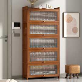 楼道入户翻斗鞋柜收纳家用门口鞋架玄关柜大容量亚克力带门储物柜