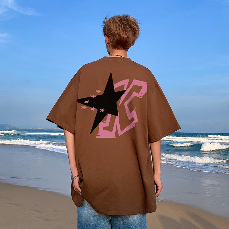 T-shirt uomo in cotone con stampa sul retro stile rétro estate_voghion.com
