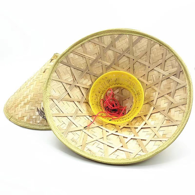 Sombrero de Bambú Tejido Tradicional con Protección Solar para Danza y Trabajo