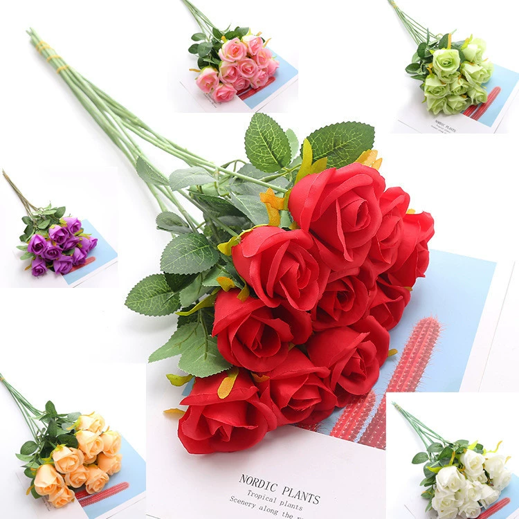 Моделирование розы Одно украшение дома Подарок на День Святого Валентина Домашняя Свадьба Поддельный цветок Искусственное ощущение Флисовая Роза