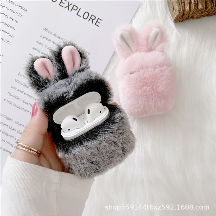 For iphone apple 1/4/3 generation rabbit ear plush protective case airpods wireless bluetooth pro2 earphone case
