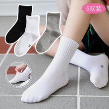 儿童袜子秋冬精梳棉纯色中筒袜男女童宝宝袜运动白色学生批发吸汗