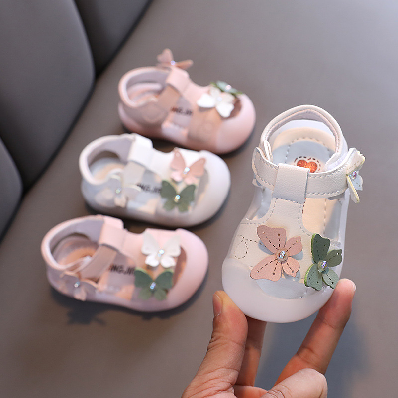 Sandali per bambine estive, suole morbide, berretti anti-calcio, scarpe per bambini di 1-2 anni, scarpette da principessa per giovani_voghion.com